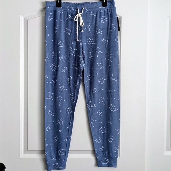 PJ Salvage Lounge Joggers Astrology Print Brushed Stretch Knit Blue White M NWT - Picture 3 of 13